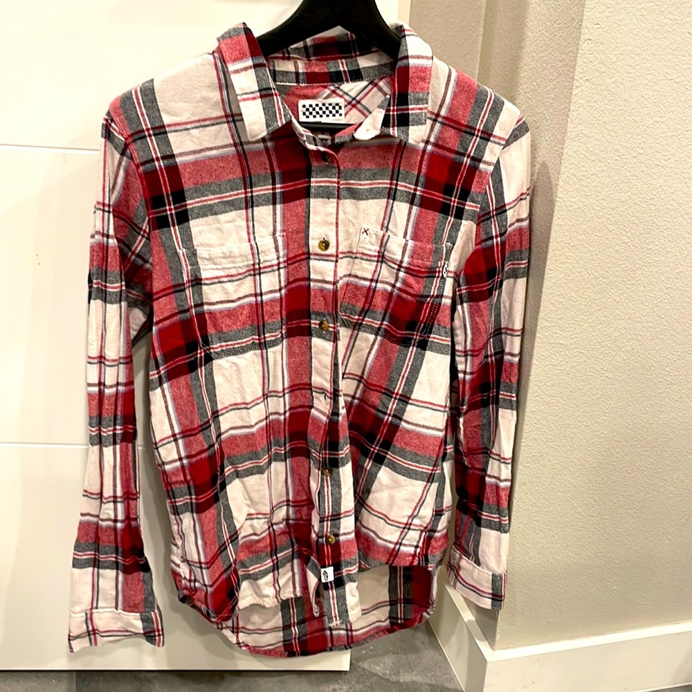 Women’s red plaid Van’s flannel